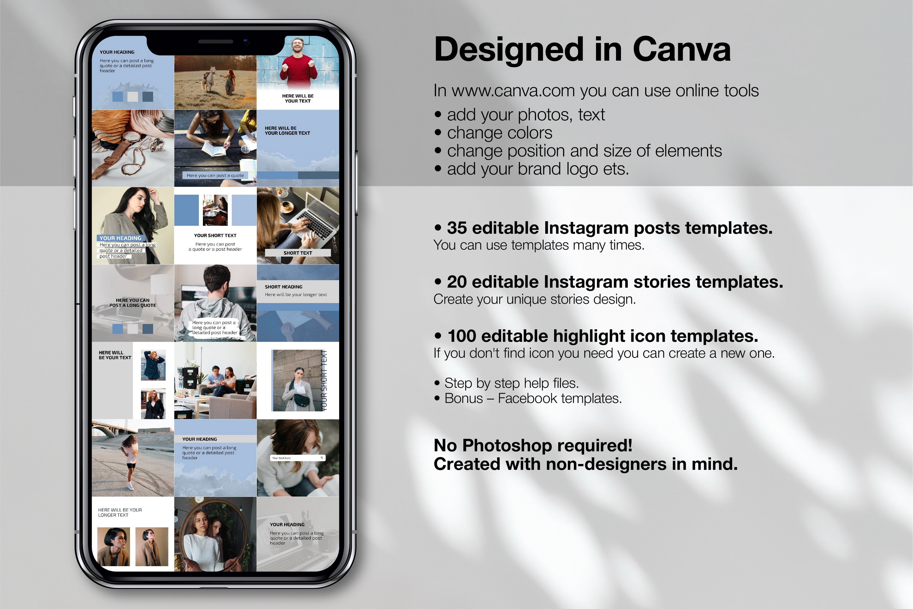 Blue CANVA Instagram Templates preview image.