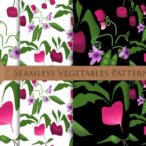 SALE! VEGETABLES seamless patterns cover image.