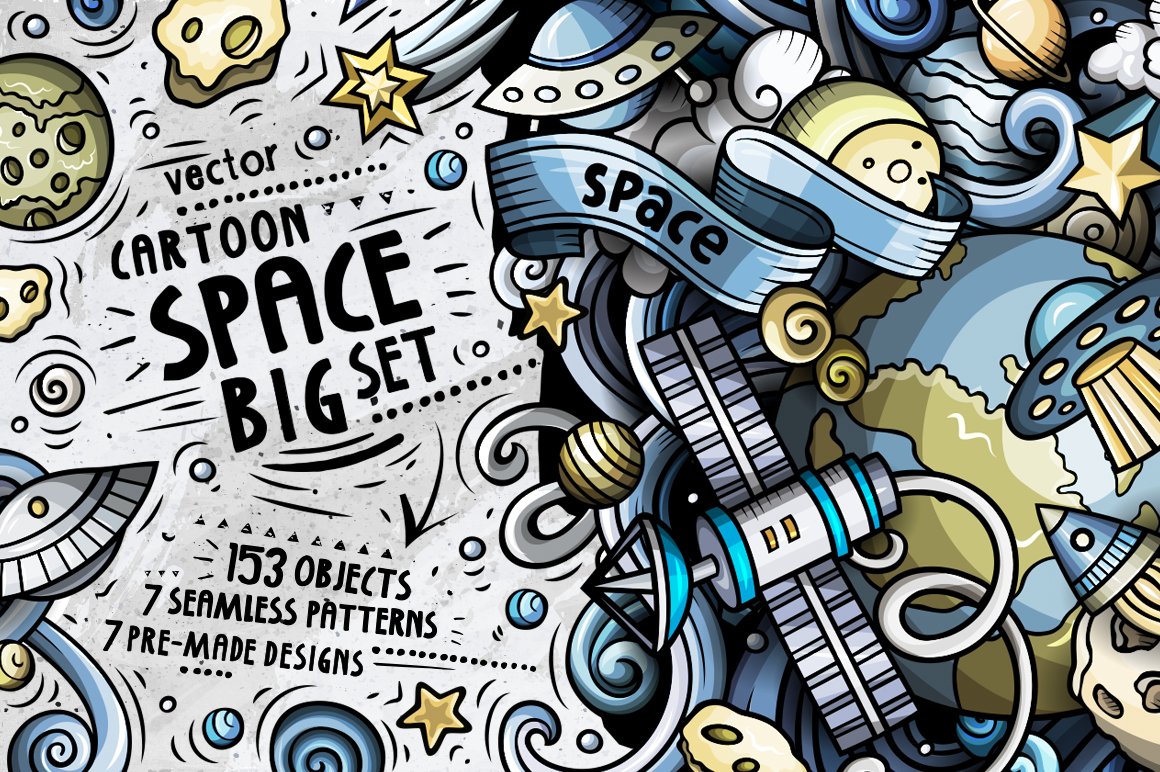 Space Cartoon Doodle Big Pack cover image.