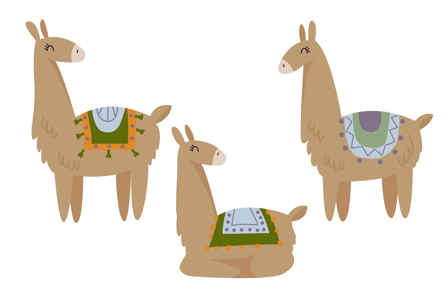 Boho llama clipart and pattern preview image.
