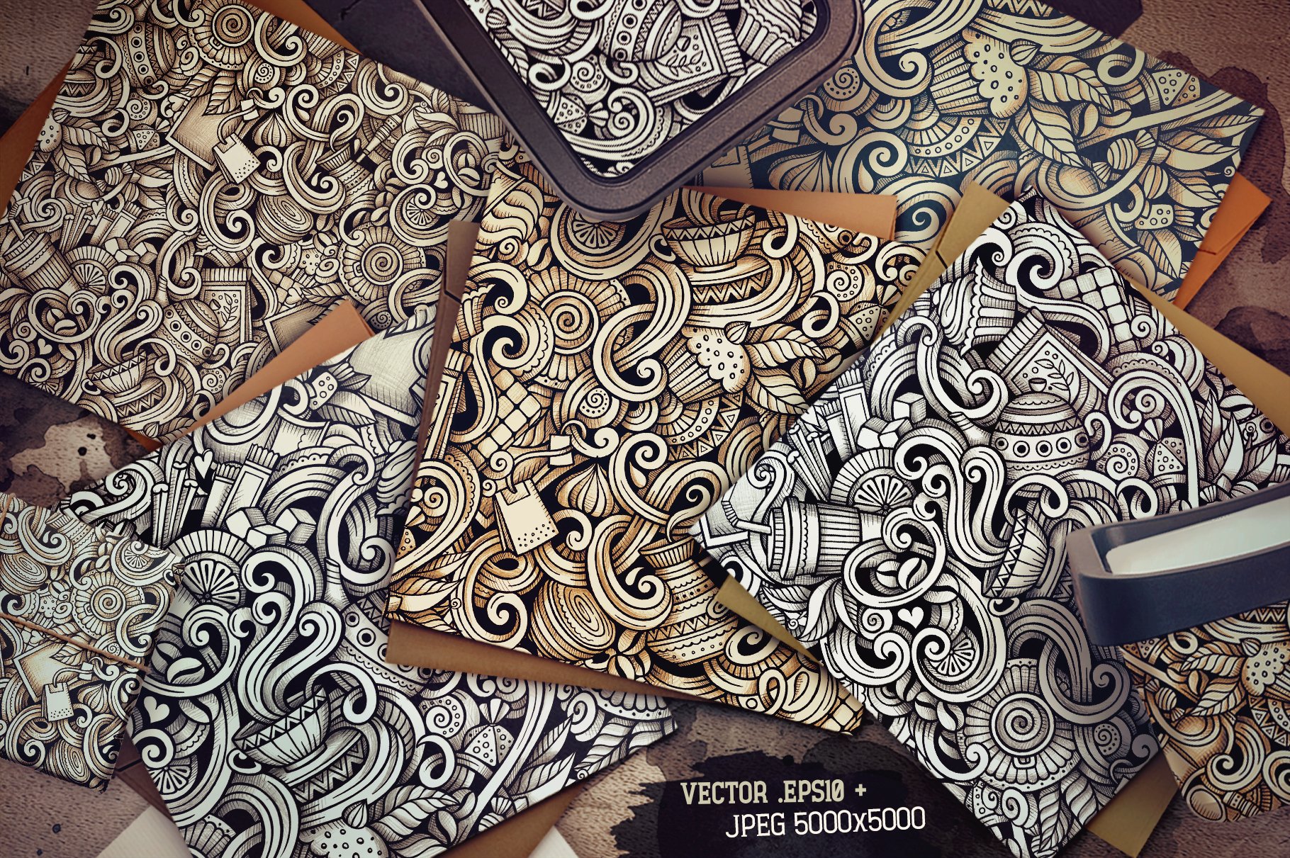 Coffee Graphics Patterns preview image.