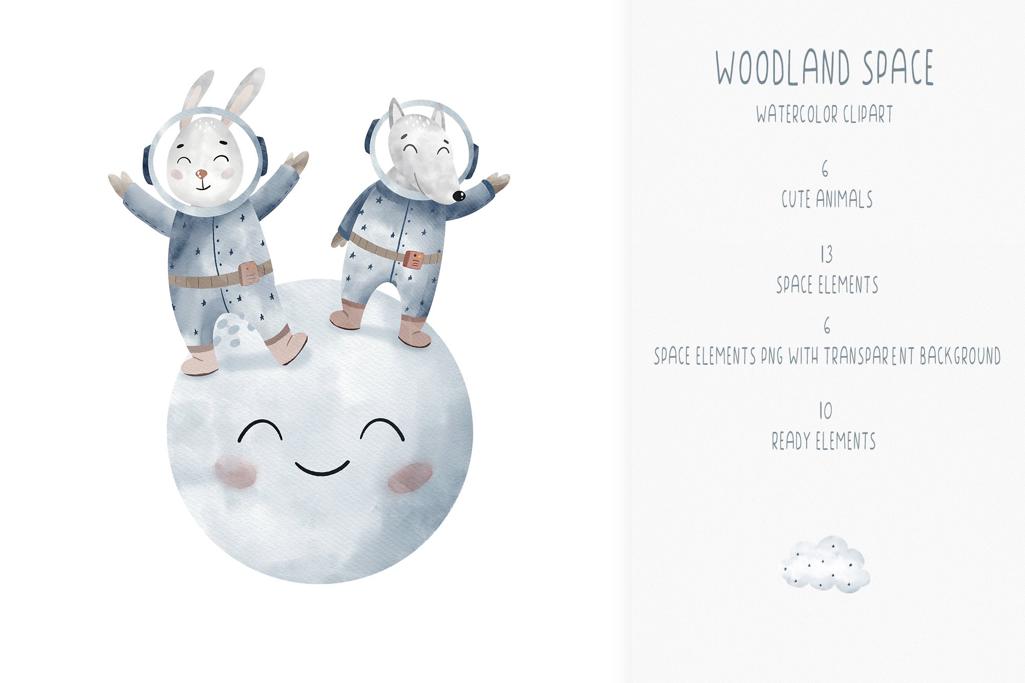 Watercolor woodland space clipart preview image.