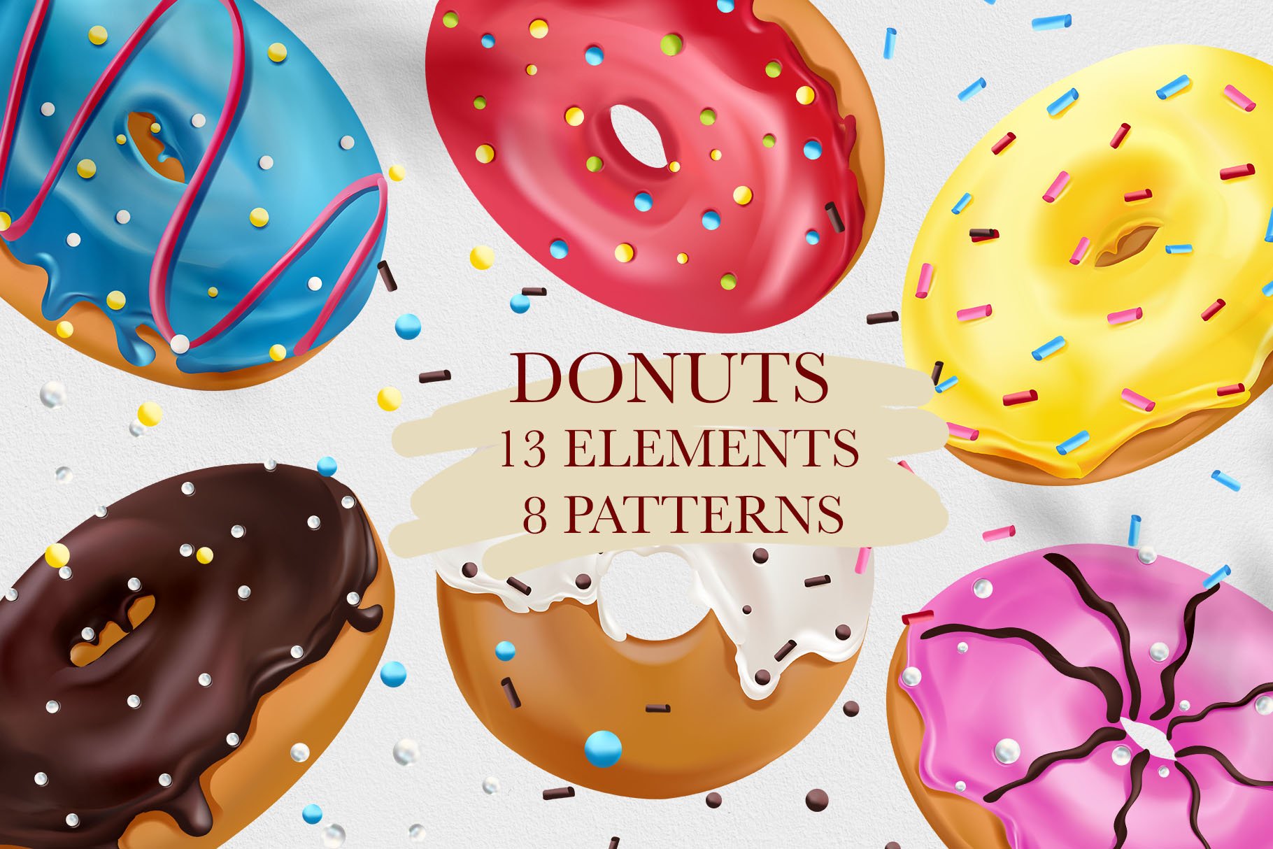 Sweet Donuts+Seamless Patterns cover image.
