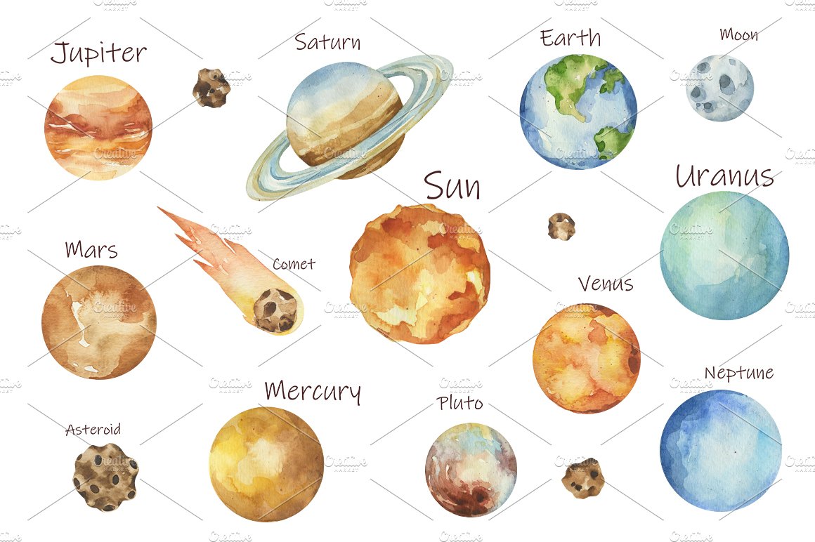 Watercolor Solar System Planet cover image.