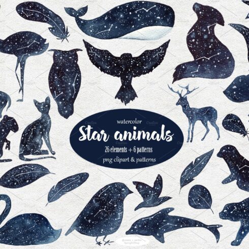 Star animals clipart & patterns cover image.