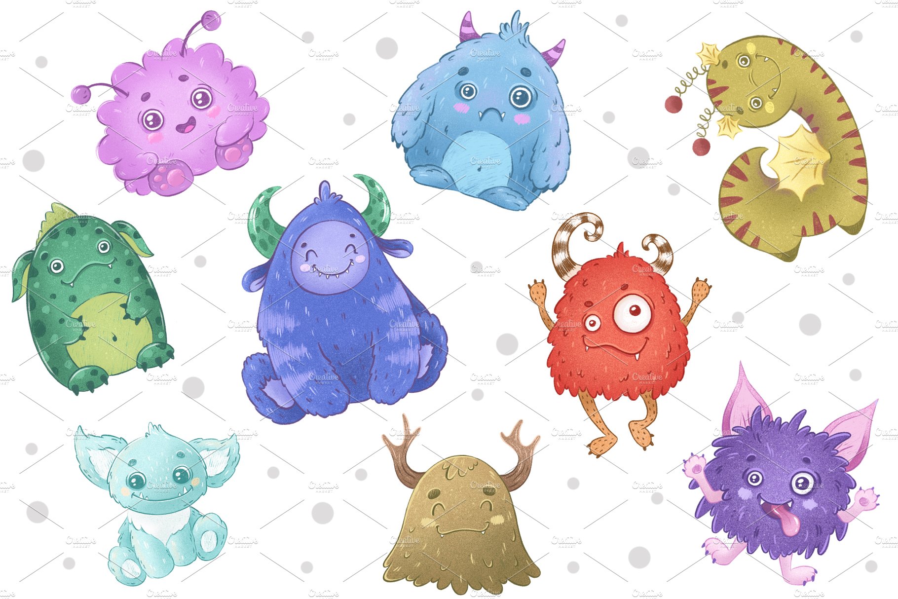 Cute monsters preview image.