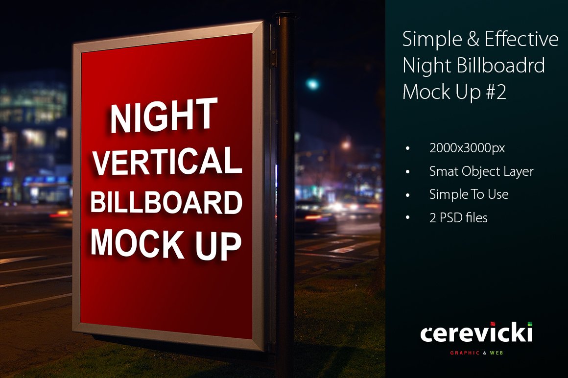 Night Vertical Billboard Mock Up cover image.