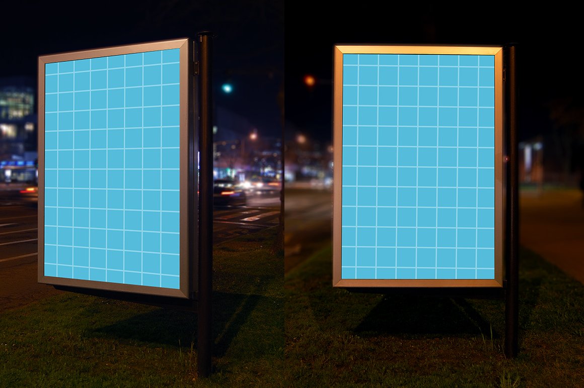 Night Vertical Billboard Mock Up preview image.