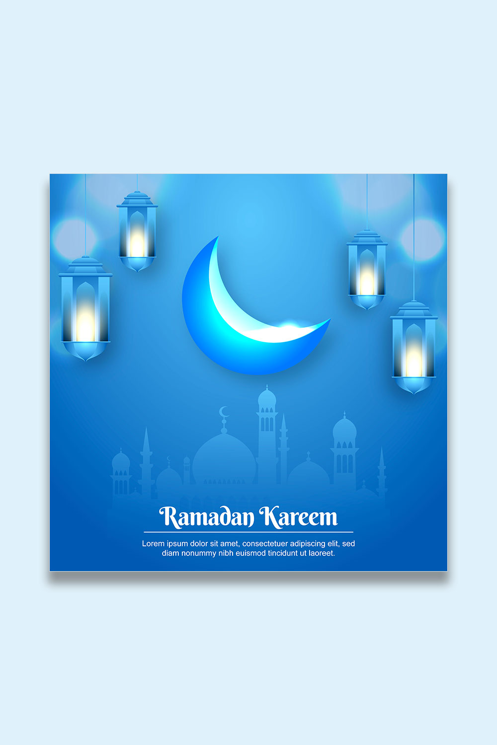 Eid Mubarak vector illustration with luxury design gradient eid mubarak background with star and moon islamic light design pinterest preview image.