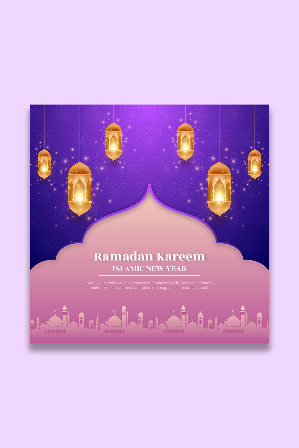 Eid Mubarak vector illustration with luxury design gradient eid mubarak background with star and moon islamic light design pinterest preview image.