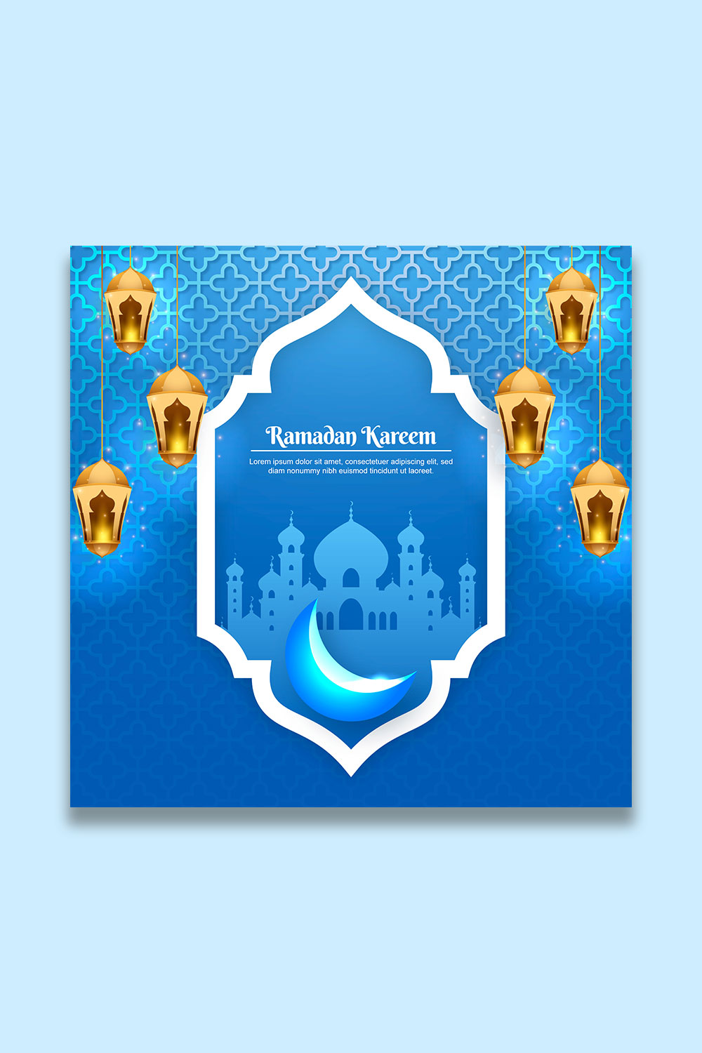 Eid Mubarak vector illustration with luxury design gradient eid mubarak background with star and moon islamic light design pinterest preview image.