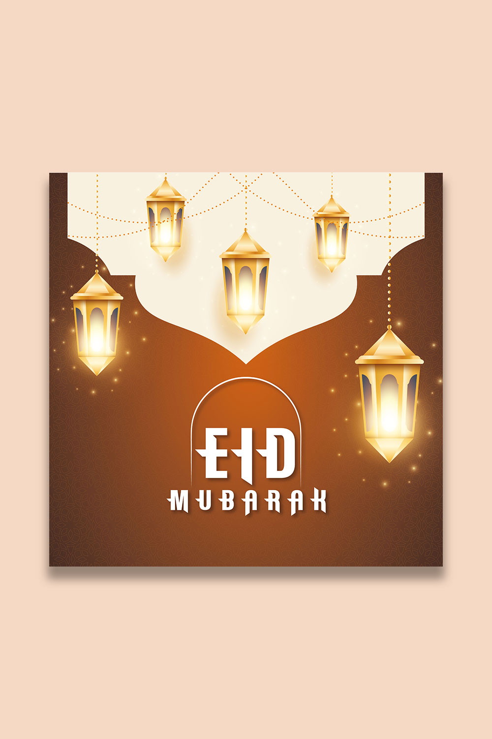 Eid Mubarak Greeting Card pinterest preview image.
