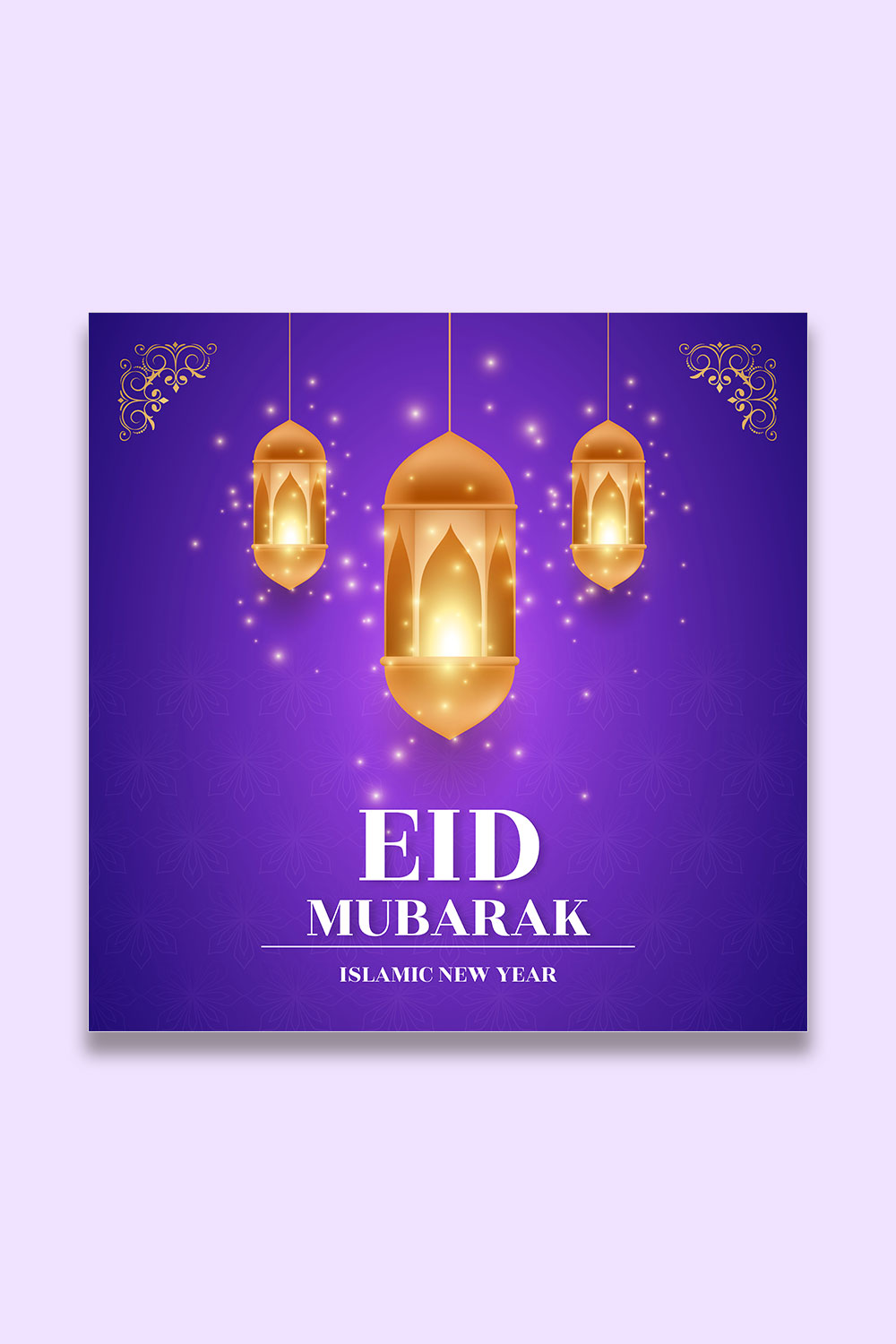 Eid Mubarak vector illustration with luxury design gradient eid mubarak background with star and moon islamic light design pinterest preview image.