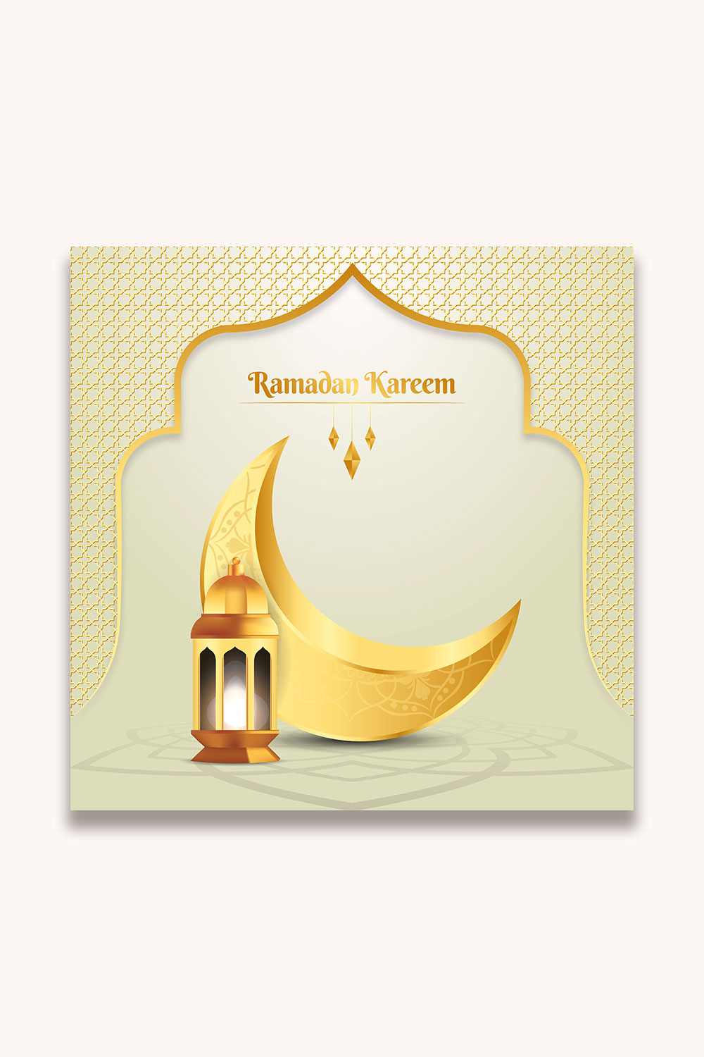 Islamic Holy Month of Ramadan Mubarak vector design with Ramadan moon and Islamic background pinterest preview image.