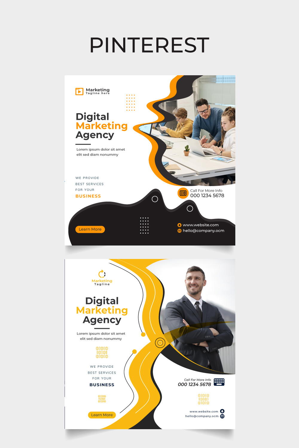 Digital marketing corporate company promotion social media flyer template pinterest preview image.