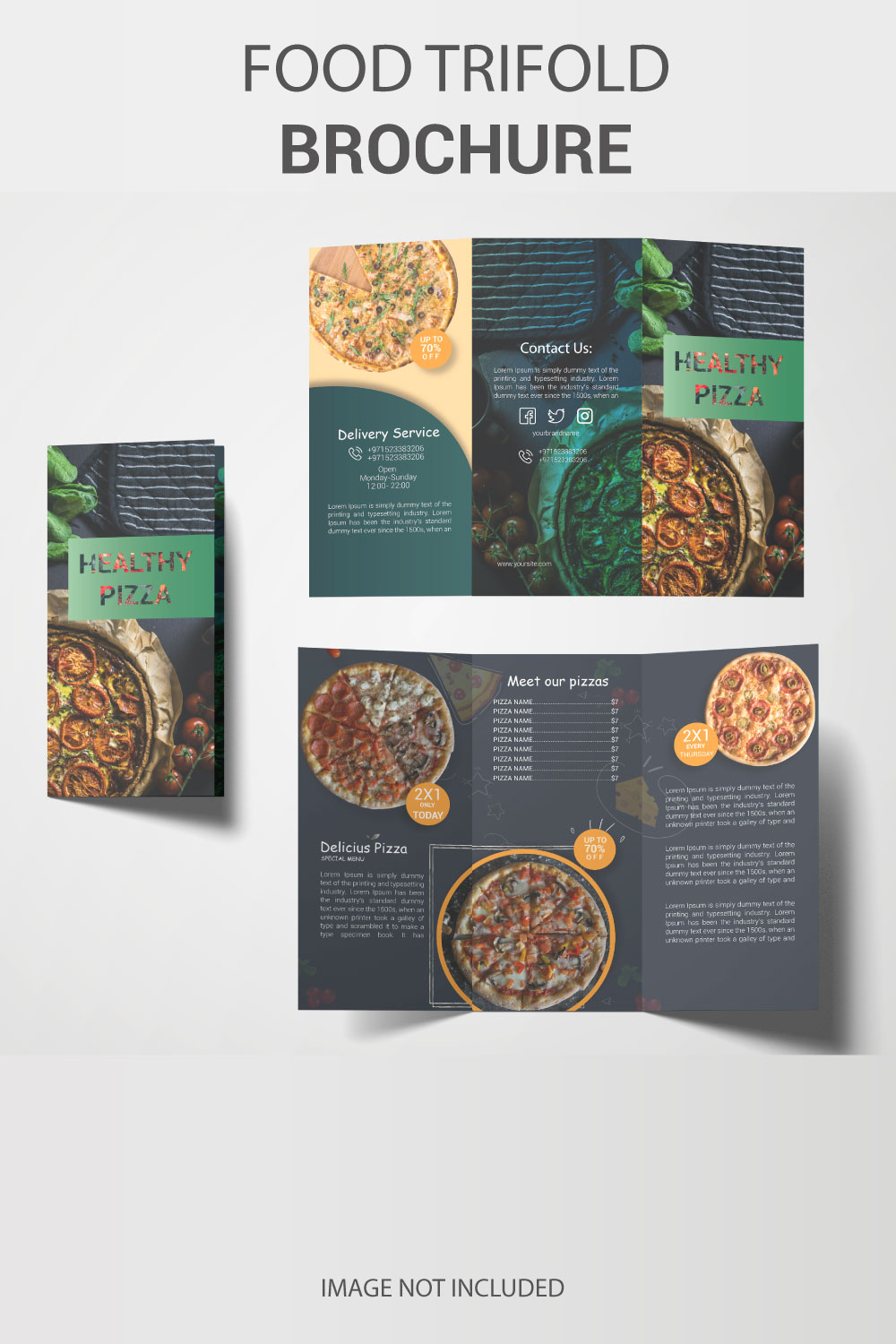 Trifold brochure food menu pinterest preview image.