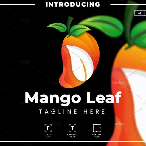 Mango Leaf Gradient Logo Template cover image.