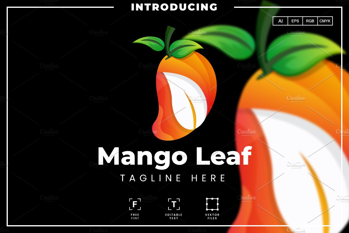 Mango Leaf Gradient Logo Template cover image.