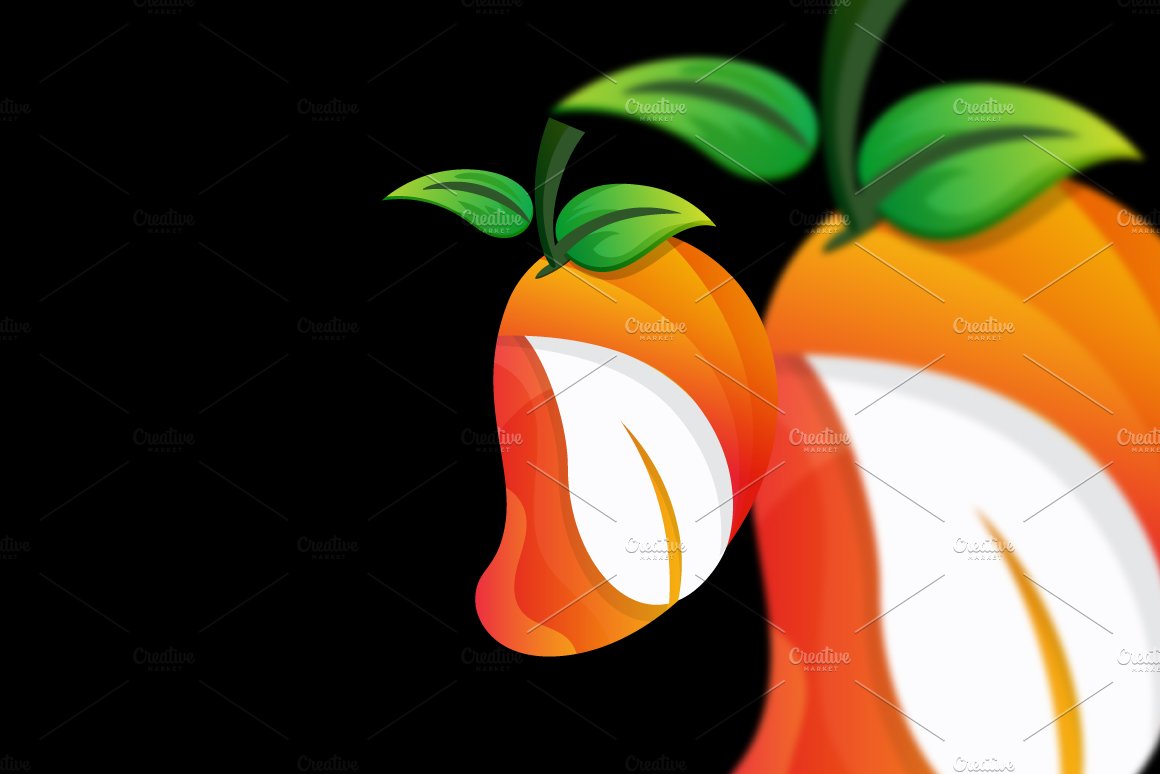 Mango Leaf Gradient Logo Template preview image.