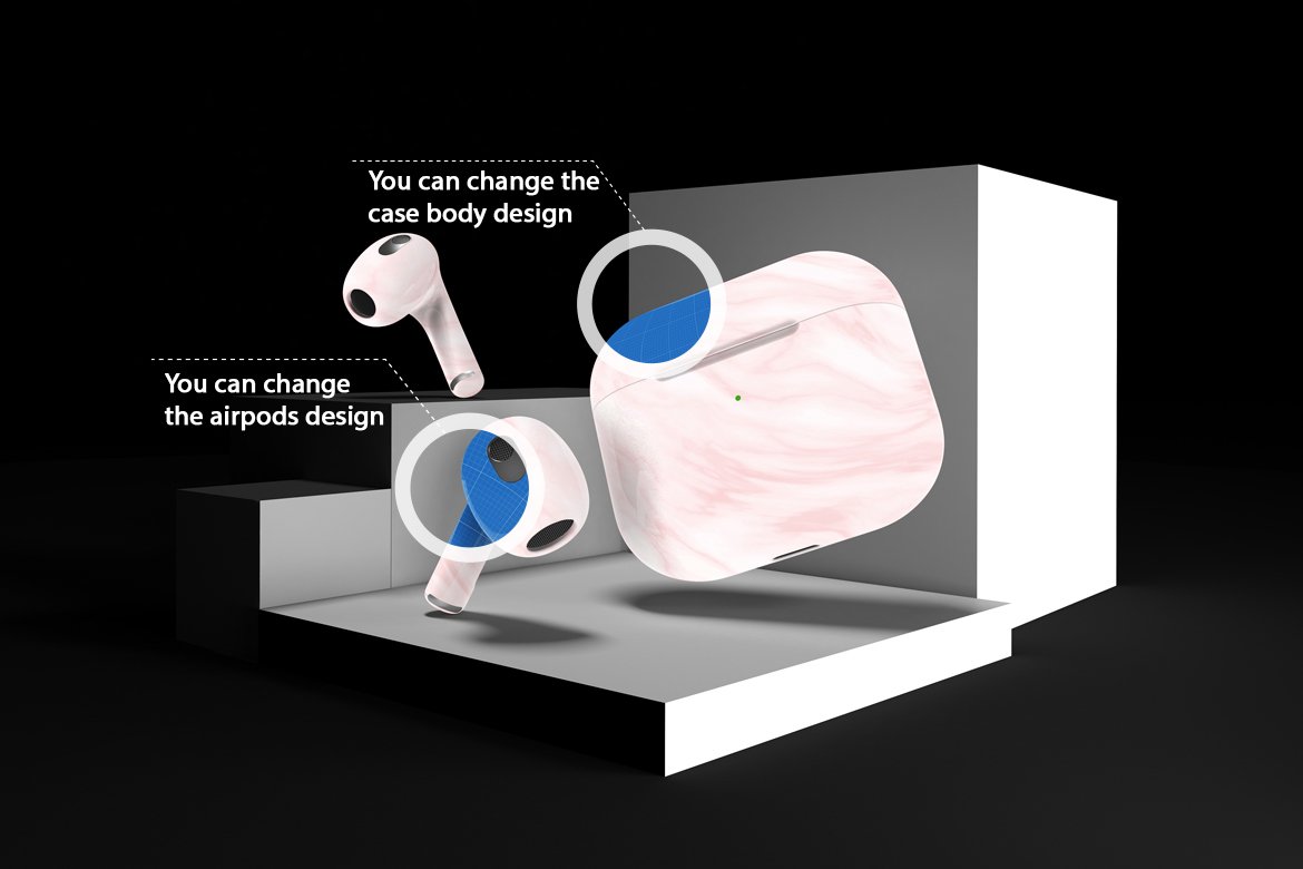 AirPods On Levels Mockup preview image.
