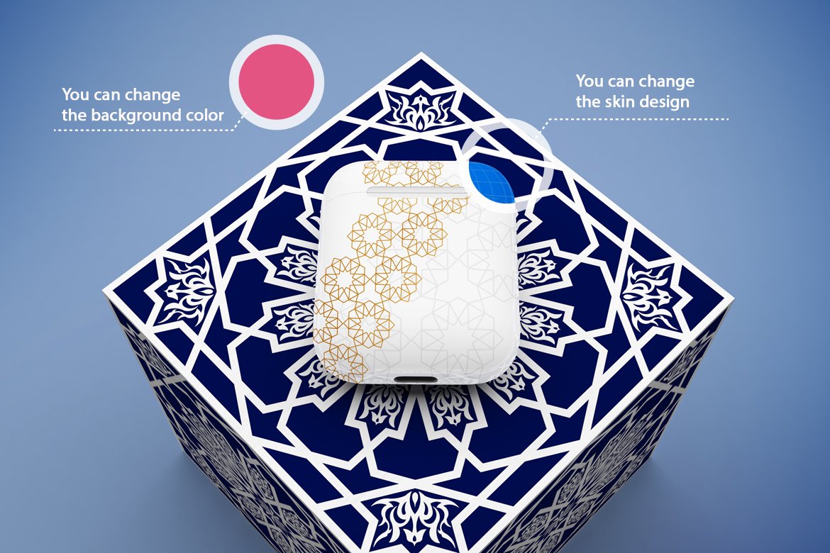 Arabic Airpods mockup preview image.