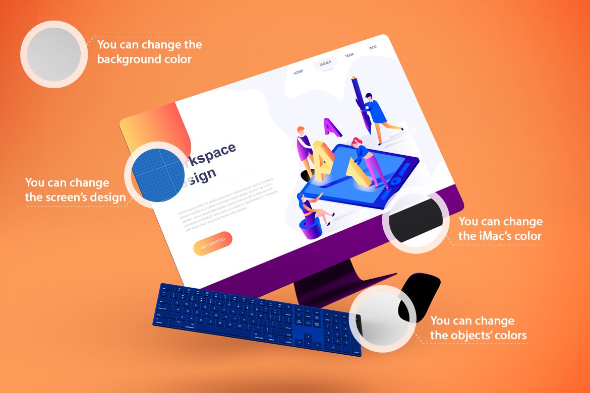 iMac Full Screen Mockup preview image.