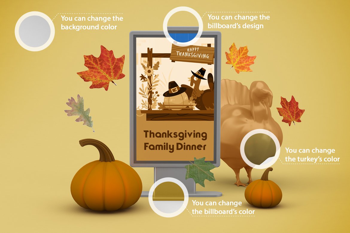 Thanksgiving Billboard Mockup preview image.