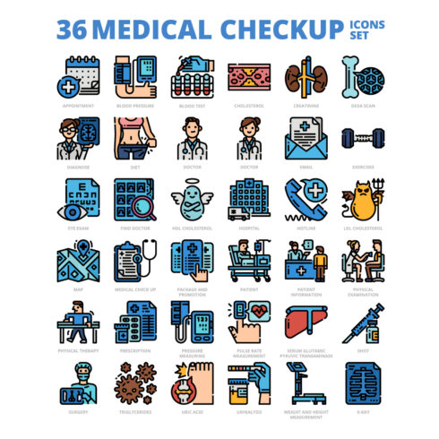 36 Medical Checkup Icons Set x 4 Styles cover image.