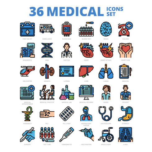 36 Medical Icons Set x 4 Styles cover image.