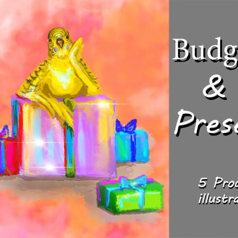 Budgie birds and Presents cover image.