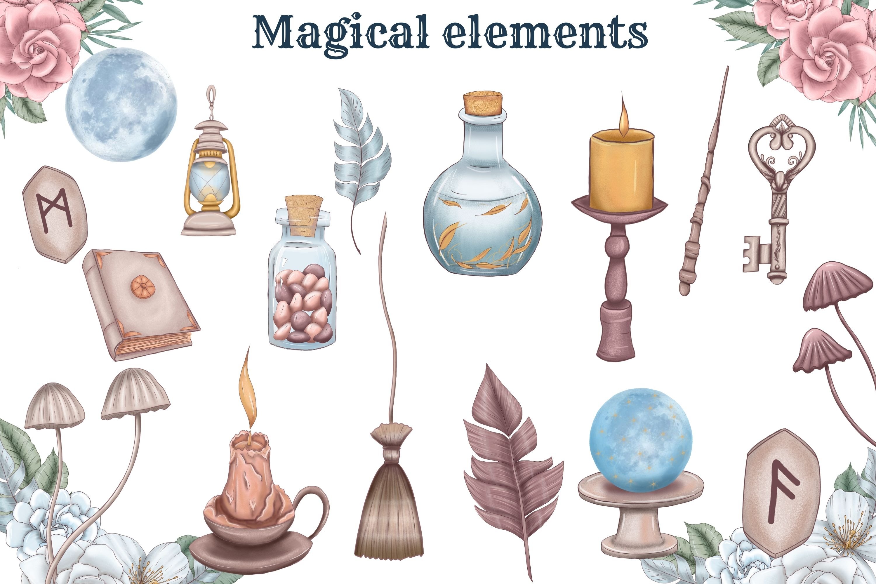 Magic wizard supplies clipart preview image.