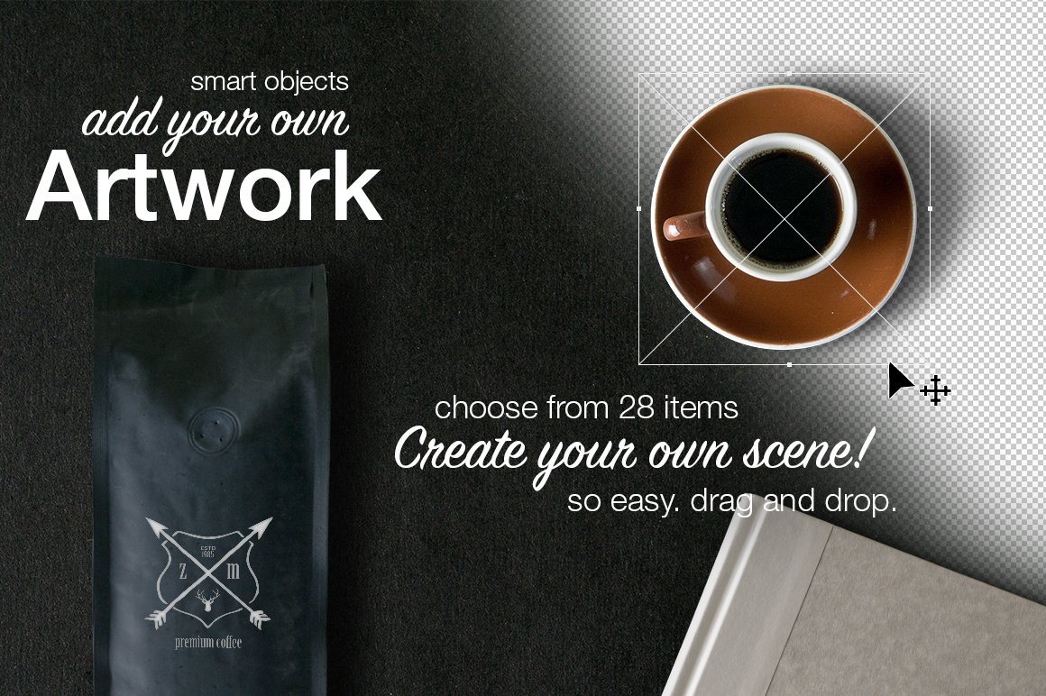 Coffee Mockups Scene Creator + preview image.