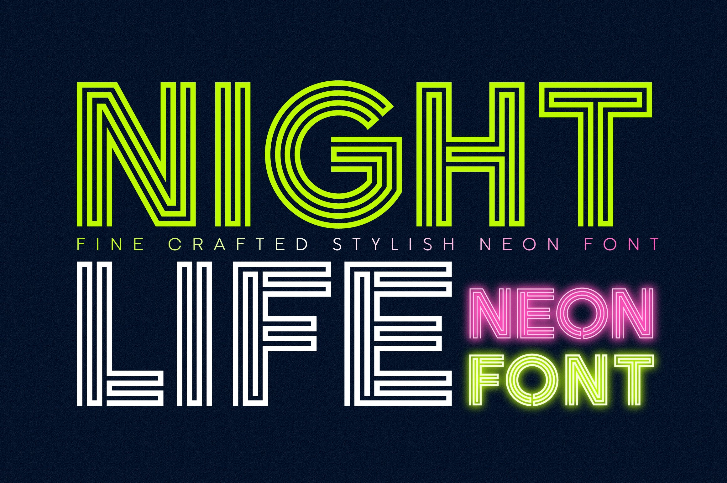 Nightlife Decorative Neon Font cover image.