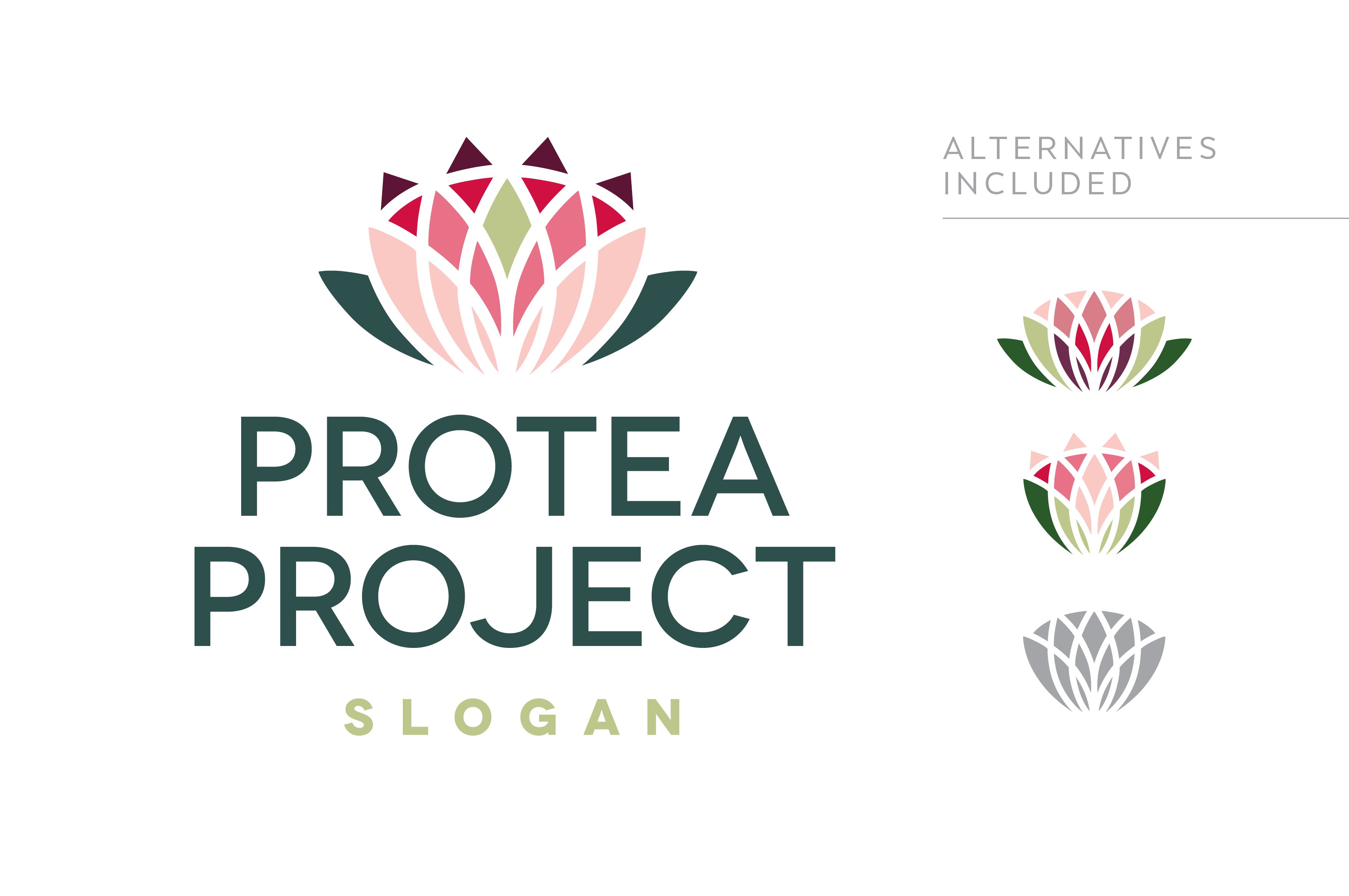 Protea / Lotus / Lily flower logo cover image.