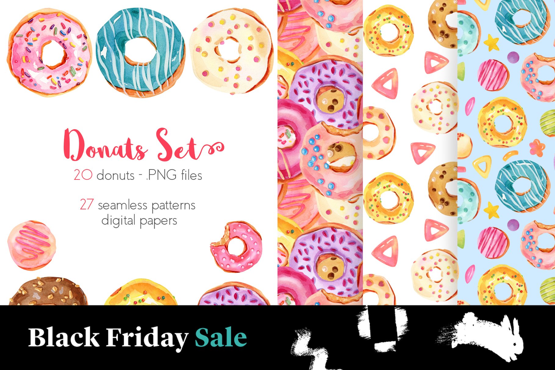 Watercolor Donuts Set cover image.