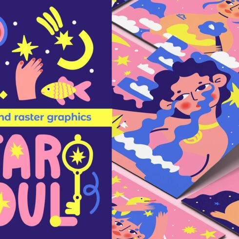 Star soul. Zodiac illustration set cover image.