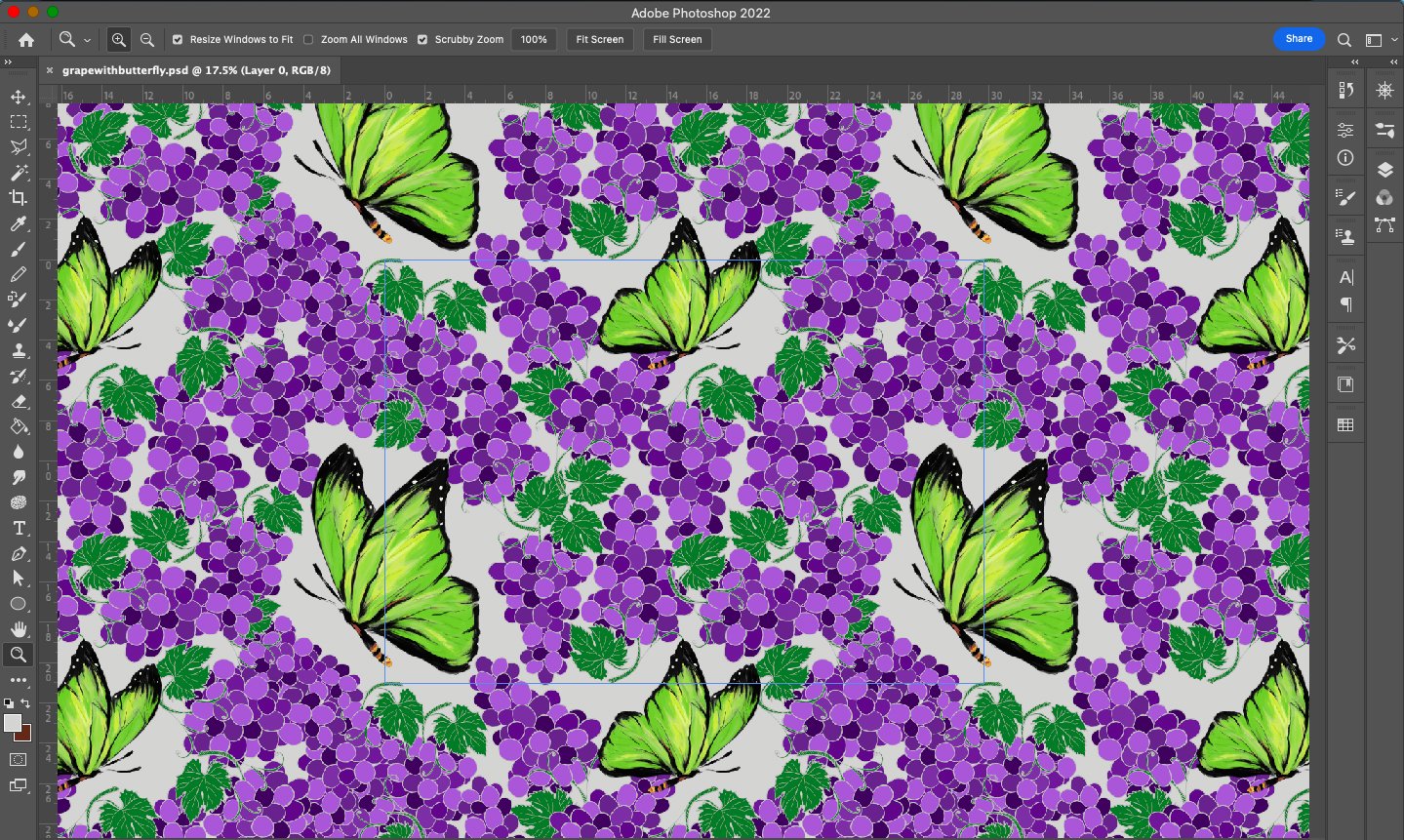 Grape with Butterfly | Seamless preview image.