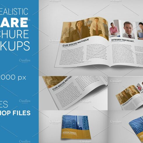 Premium Square Brochure Mockups cover image.