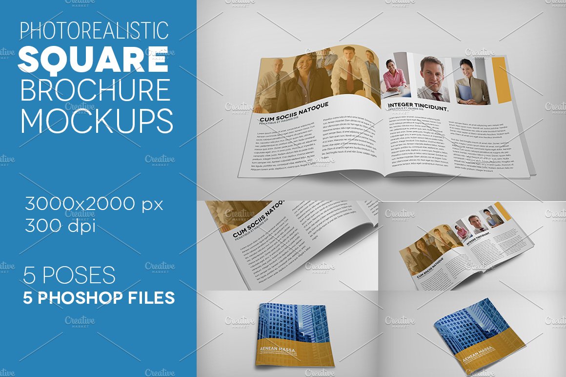 Premium Square Brochure Mockups cover image.