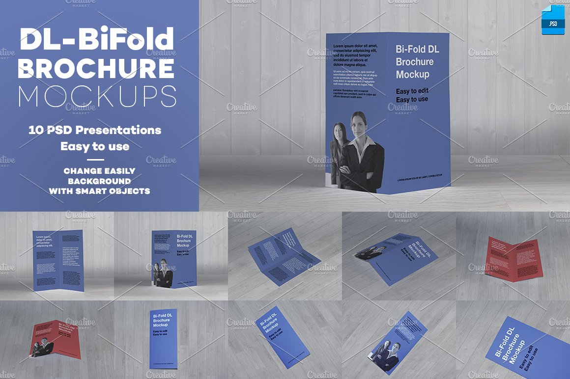 DL Bi-Fold Brochure Mockup cover image.