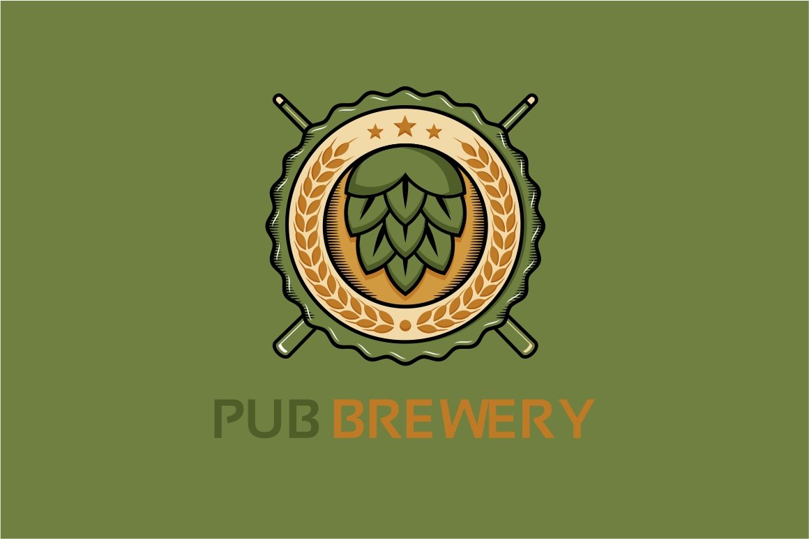 Pub Brewery Logo Template preview image.