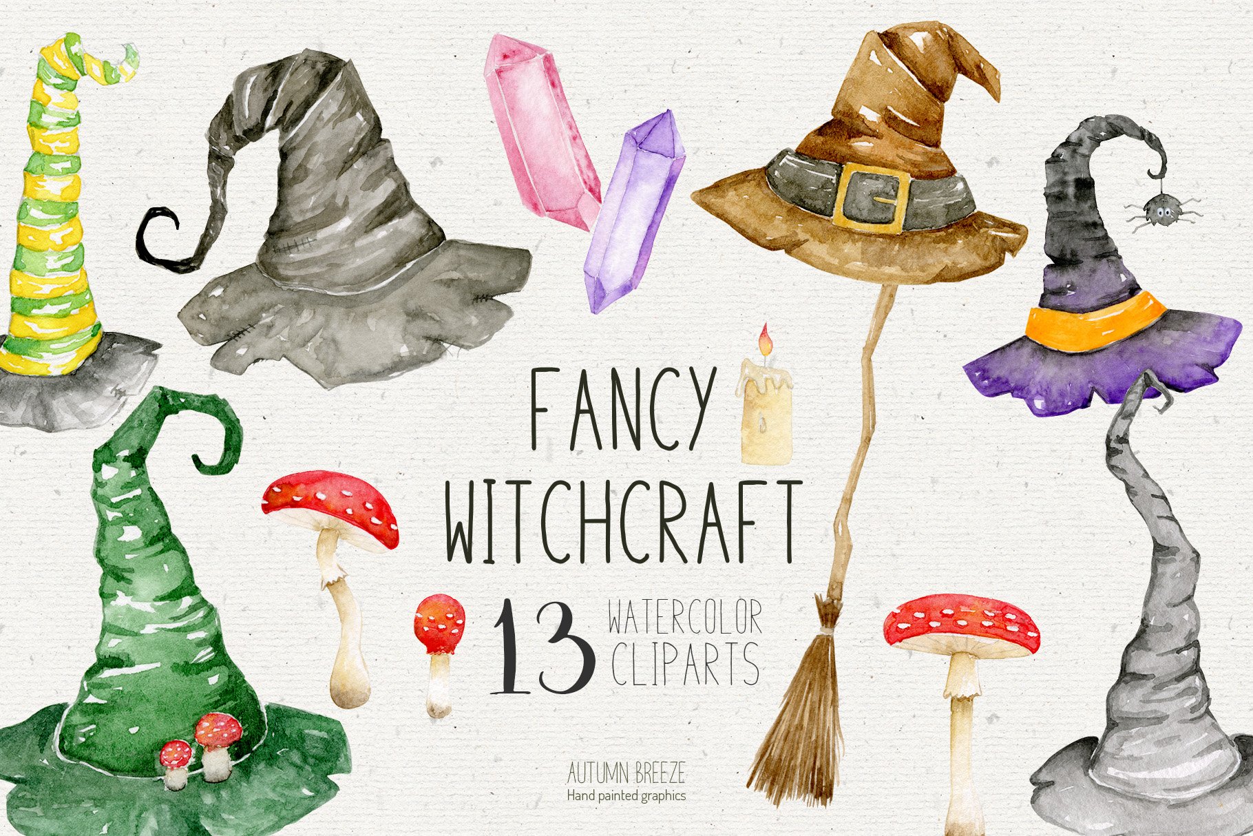 watercolor witchcraft clipart cover image.