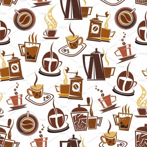 Vector seamless pattern of coffee cover image.