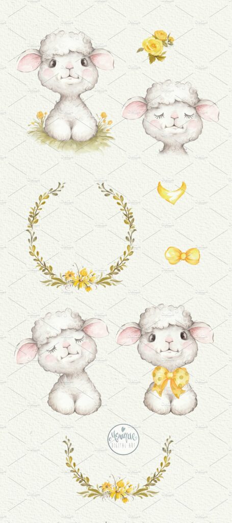 Lamb clipart watercolor – MasterBundles