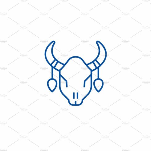 Bull skull line icon concept. Bull cover image.