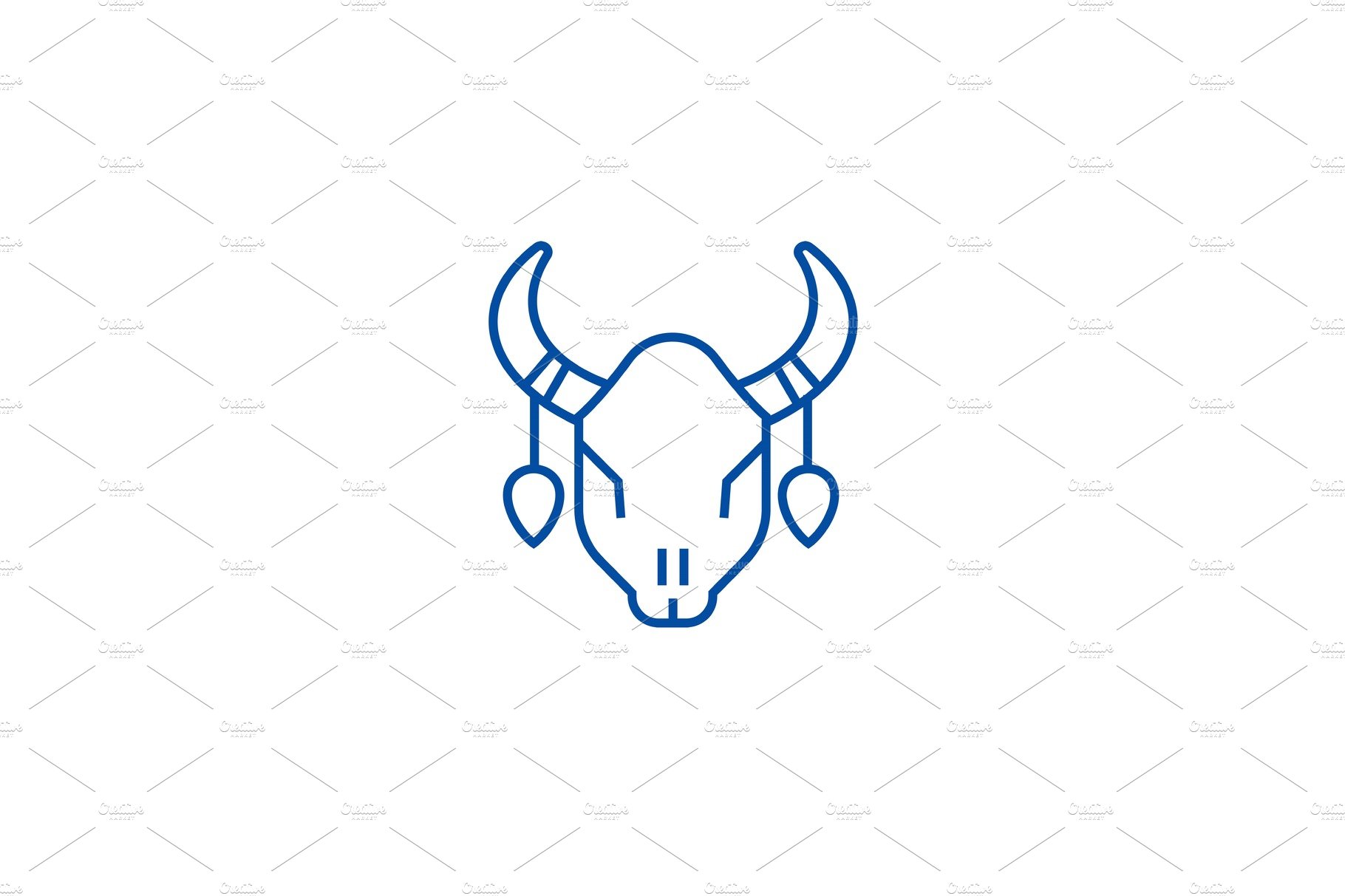 Bull skull line icon concept. Bull cover image.