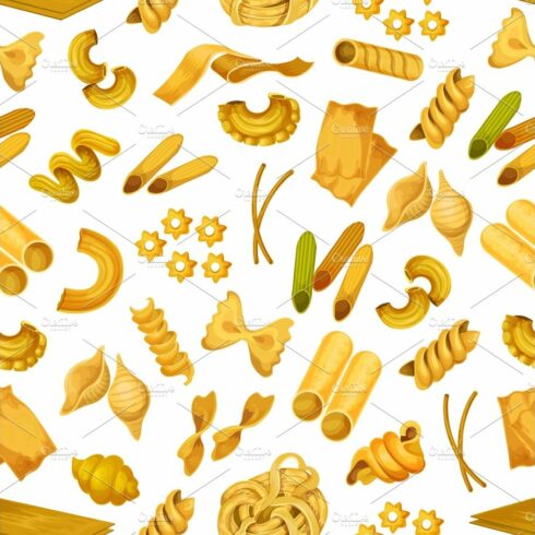 Macaroni or italian pasta seamless pattern cover image.