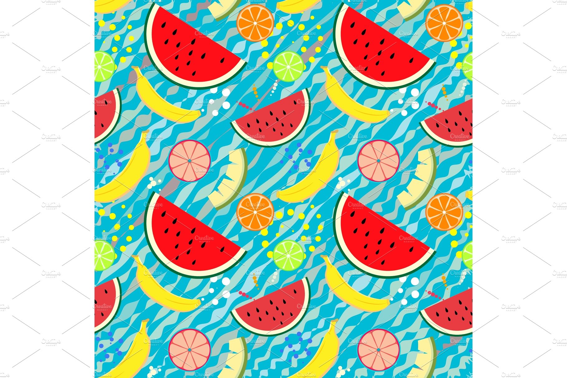 Summer fruits seamless vector cover image.