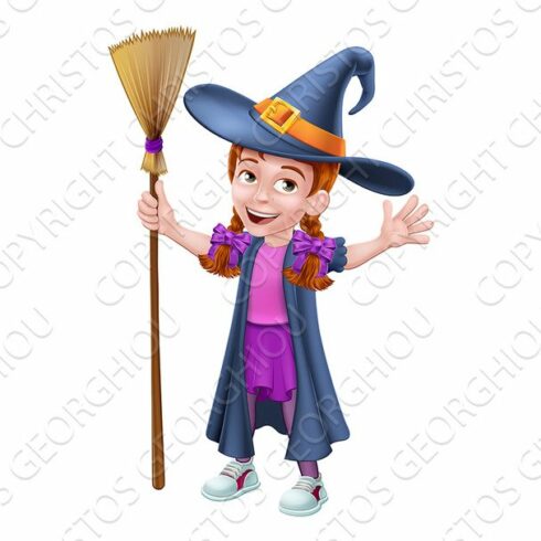Kid Cartoon Girl Child in Witch cover image.