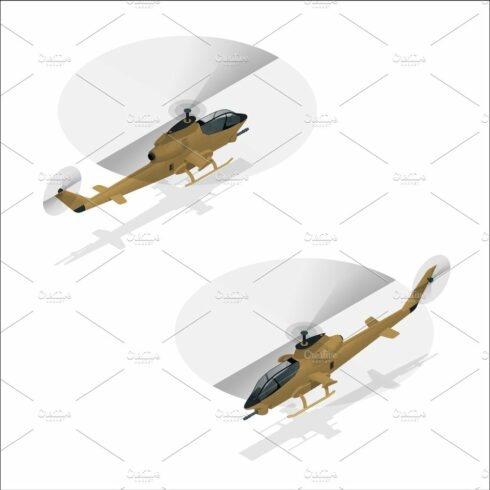 Isometric Military helicopter cover image.